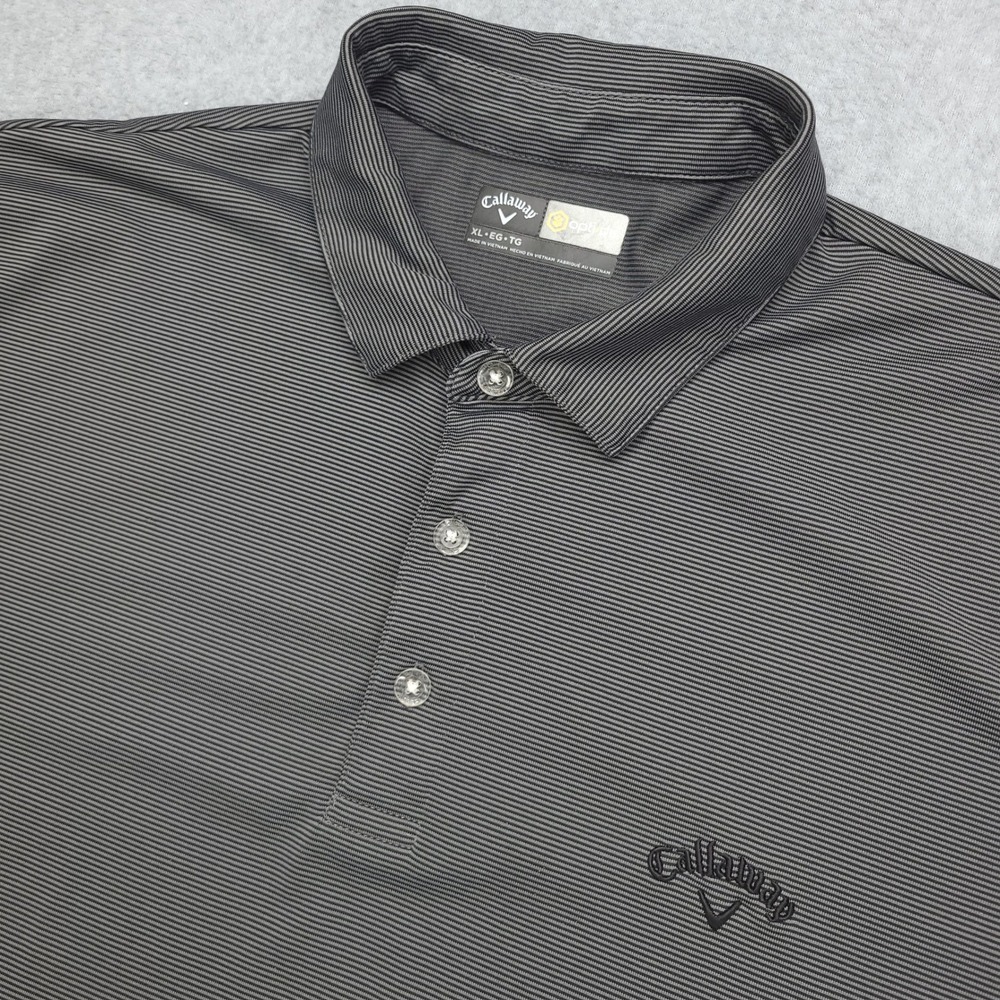 Callaway Opti-Dri Golf‎ Polo Shirt Men's XL Gray Black Striped Performance